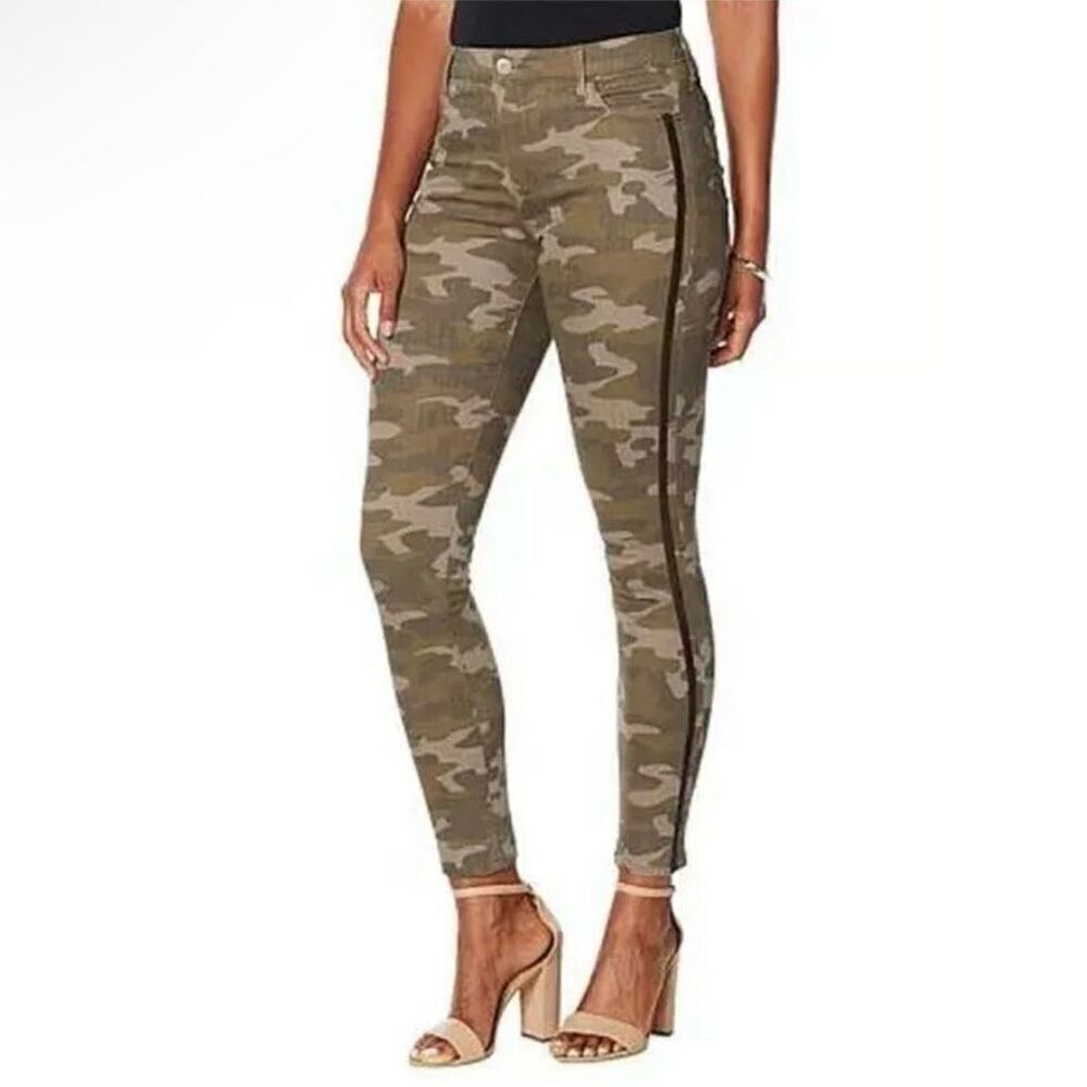 NEW! Skinnygirl Broadway High-Rise Skinny Tuxedo Stripe Camo Jeans - LONG